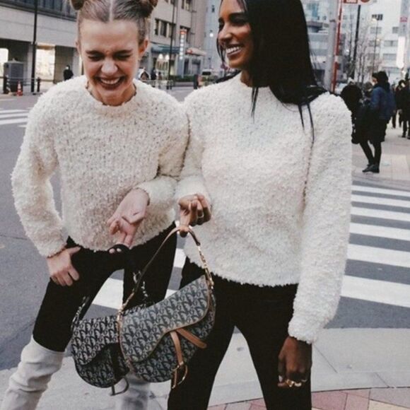 1.STATE Mock-Neck Poodle-Textured Sweater size Medium in Antique White- NEW - Picture 1 of 13